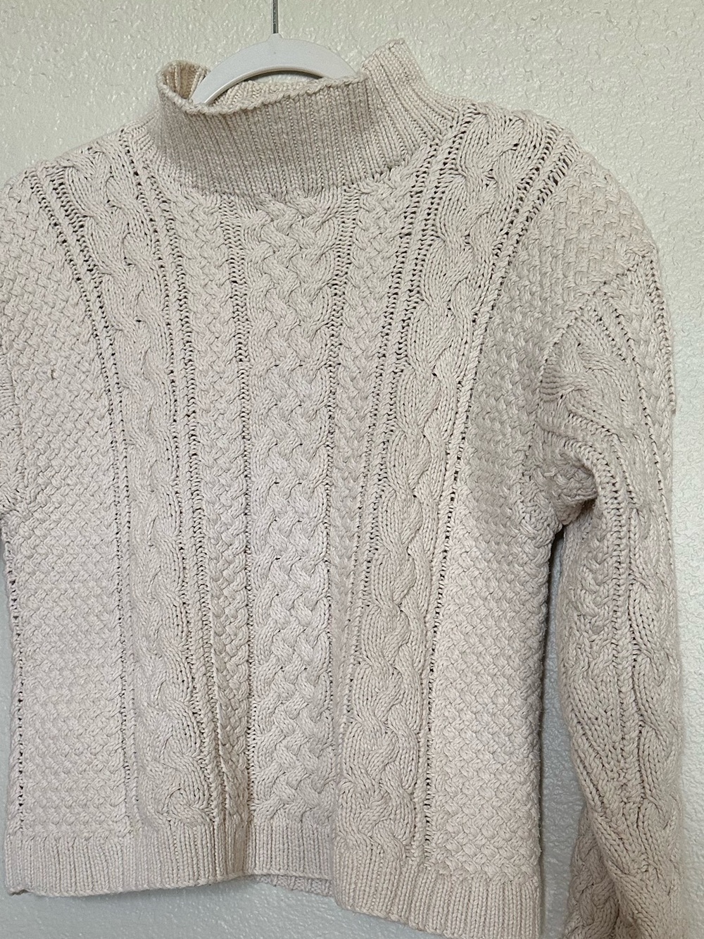 Land’s End vintage Cream Cable Knit Turtleneck Sweater